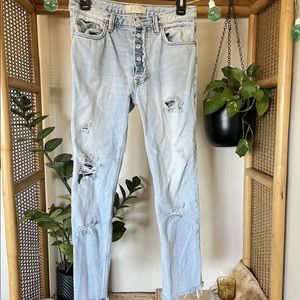 Free people butterfly button distressed jeans size 25